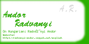 andor radvanyi business card